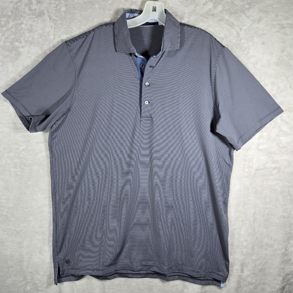 Greyson Performance Golf Polo Shirt Men Size XL Extra Large Striped Grey Stretch